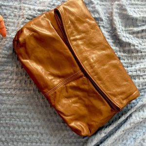 Genuine soft leather brown clutch